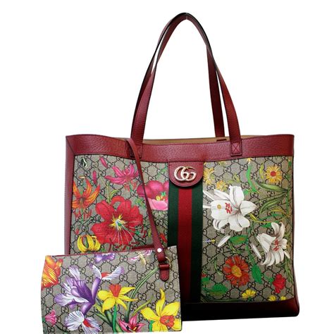 gucci red tote with flowers|Gucci tote bag outlet.